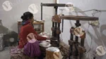 Woman Shaping Plates With a Hand Machine - Log, colour and B&W
