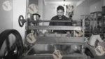 Person use machine to Cutting Paper Plates - Log, colour and B&W - Image 2
