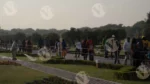 People Walking in Lotus Temple Walkway - Log, colour and B&W