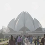 People Going to Lotus Temple - Log, colour and B&W
