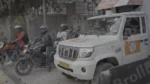 Vehicles are stopped at the railway crossing - Log, colour and B&W - Image 3