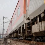 Low Angle of Moving Train - Log, colour and B&W