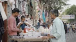 Man Selling Crockery in a Street Market - Log, colour and B&W