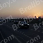 In the Evening Vehicles are Running on the Road - Log, colour and B&W