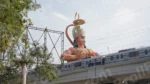 Hanuman Statue in Karol Bagh and Metro is Running - Log, colour and B&W