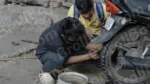 Repairing Tyre Puncher - Log, colour and B&W