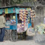 Small traditional grocery Stall - Log, colour and B&W