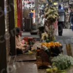 Man Selling Flowers - Log, colour and B&W