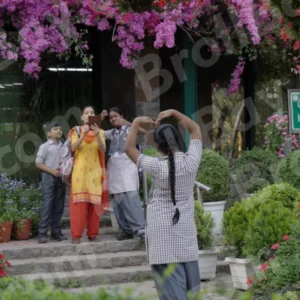 Students Clicking Pictures in a Park - Log, colour and B&W