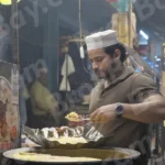 Man Serving Biryani in a Plate - Log, colour and B&W