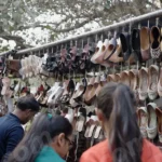 Selling Shoes in a Market - Log, colour and B&W
