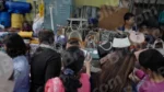 People Buying Handbags in a Market - Log, colour and B&W