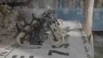 Wooden Motorcycle Toy in a Shop - Log, colour and B&W - Image 3
