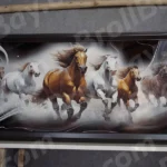 Print Depicting Seven Running Horses - Log, colour and B&W