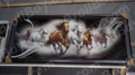 Print Depicting Seven Running Horses - Log, colour and B&W