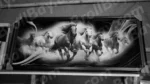 Print Depicting Seven Running Horses - Log, colour and B&W - Image 2