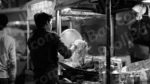 Man Making Chowmin - Log, colour and B&W - Image 2