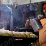 Man Making Food - Log, colour and B&W