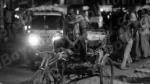 Man Sitting On a Cycle Rickshaw - Log, colour and B&W - Image 2