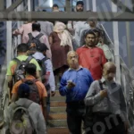 People Walking on Stairs - Log, colour and B&W