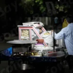 Pani Puri Stall - Log, colour and B&W