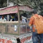 Burger Stall in a Street - Log, colour and B&W