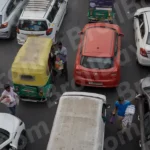 Traffic Jam on Road - Log, colour and B&W