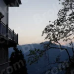 Mountain View in Evening Sunset - Log, colour And B&W