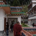 Monk Walking Inside Monastery - Log, colour and B&W