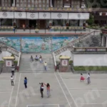 Buddhism Monastery Entrance - Log, colour and B&W