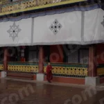 Monk Walking in Monastery - Log, colour and B&W