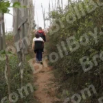 A Man and Women Climbing the Mountain - Log, colour and B&W