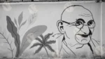 Mahatma Gandhi Art on a Wall - Log, colour and B&W - Image 2