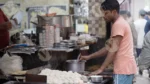 Boy Making Roti Bread - Log, colour and B&W