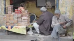 Old Man Selling Snacks - Log, colour and B&W